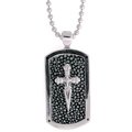 Men' s sterling silver stingray dog tag pendant